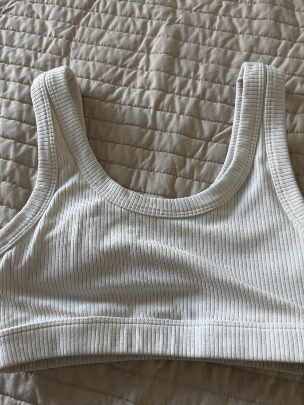 Alo Ribbed Scoop Neck Sports Bra Bone